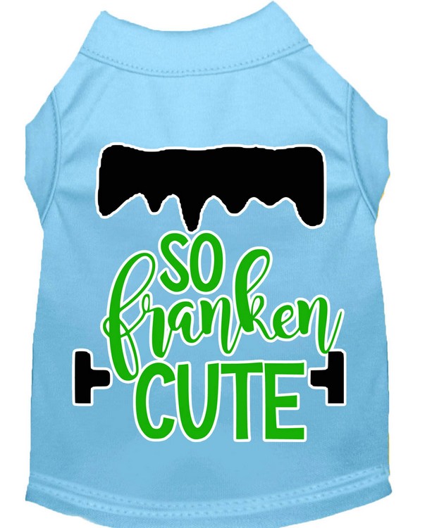 So Franken Cute Screen Print Dog Shirt Baby Blue XS